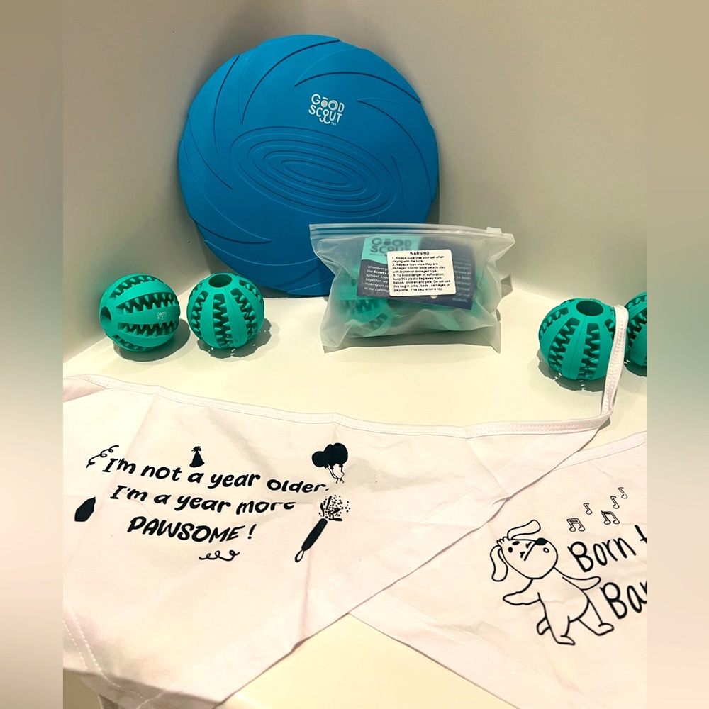 Blue Dog Toy Set with Bandanas